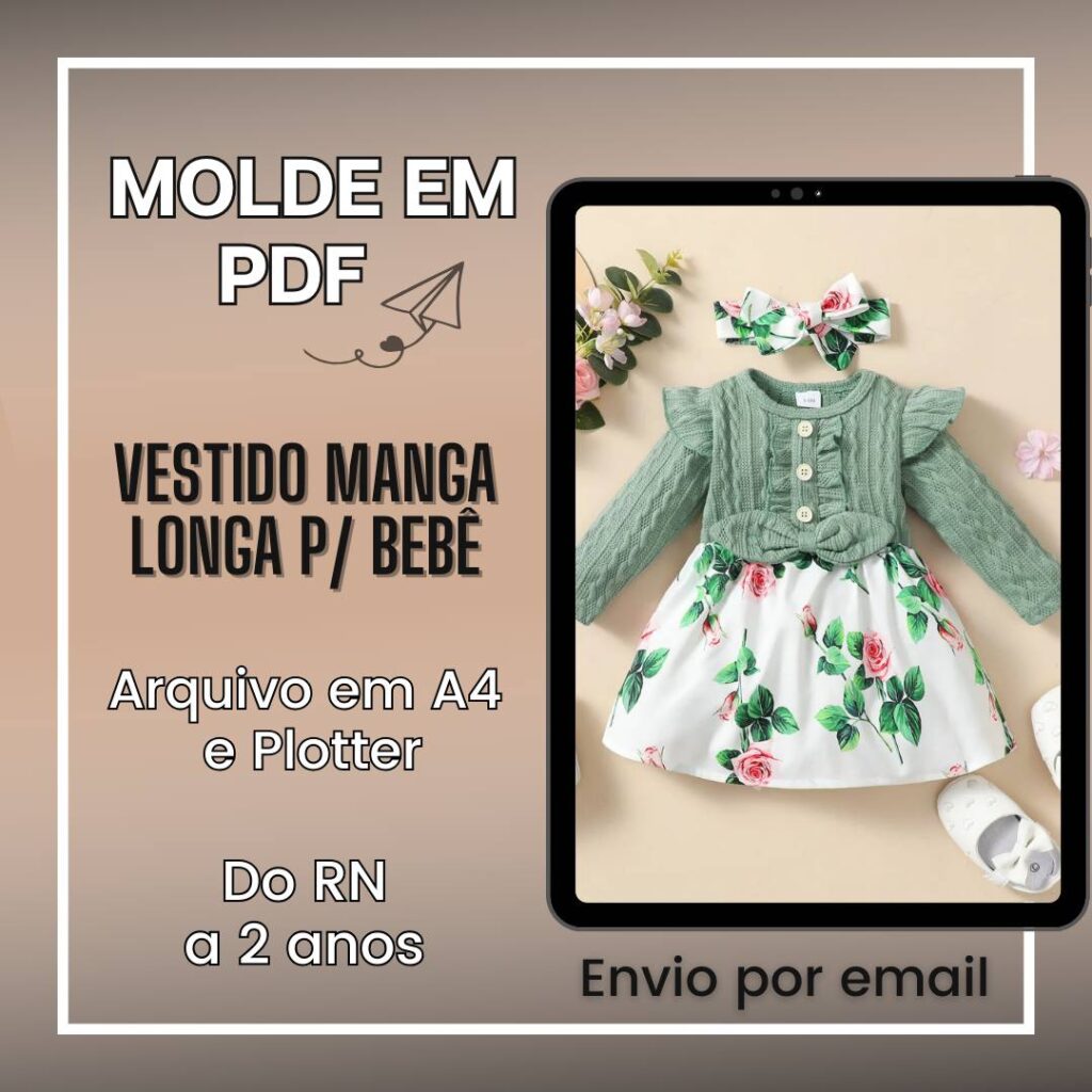 Molde Vestido Manga Longa para Bebê