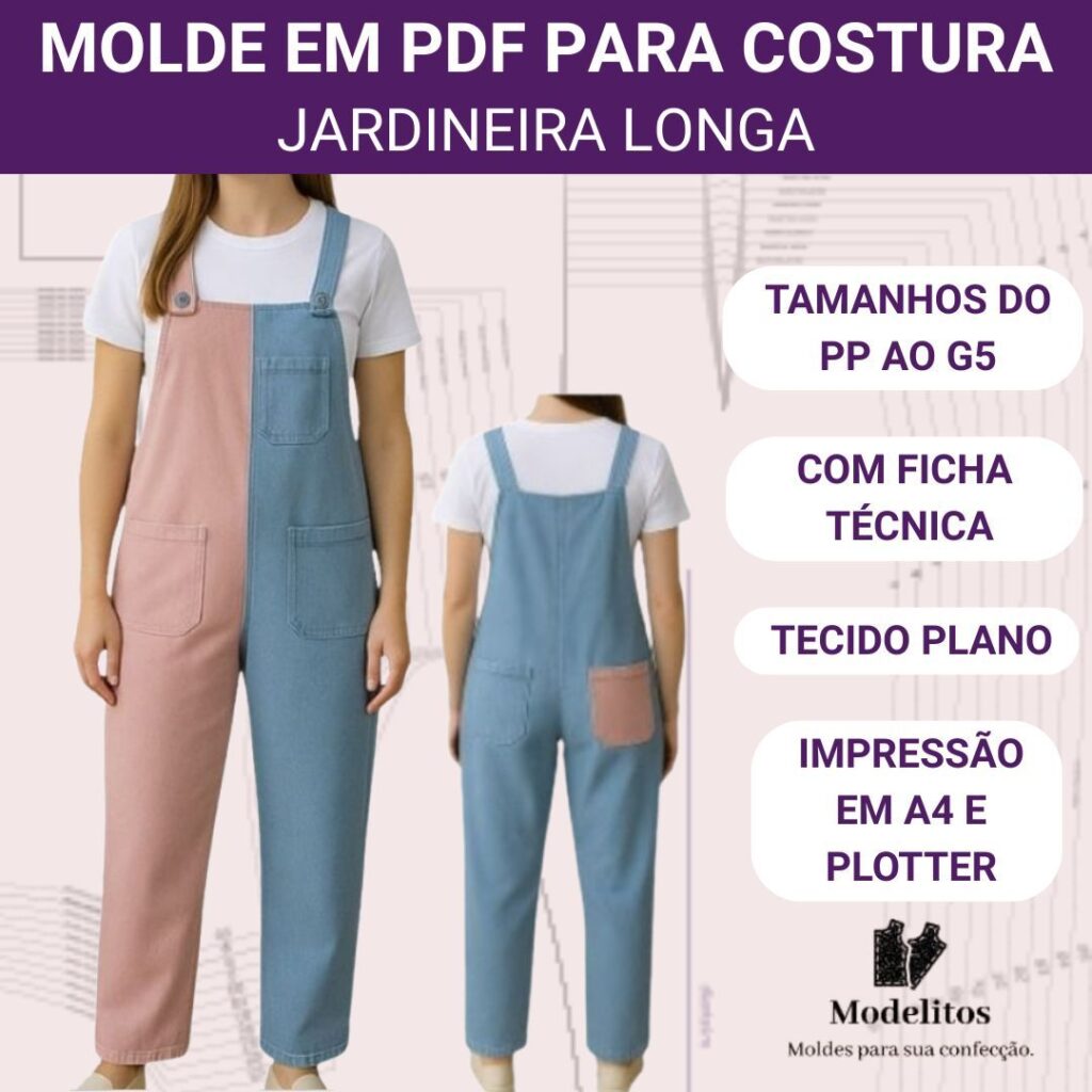 Molde em PDF Jardineira Longa - PP ao G5