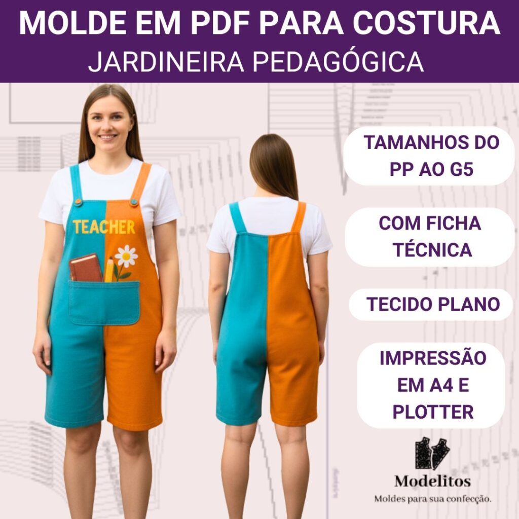 Molde em PDF Jardineira Pedagógica - PP ao G5