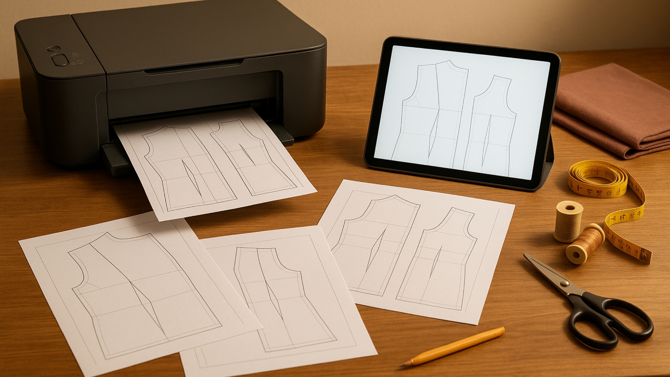 O molde digital em PDF serve para qualquer impressora