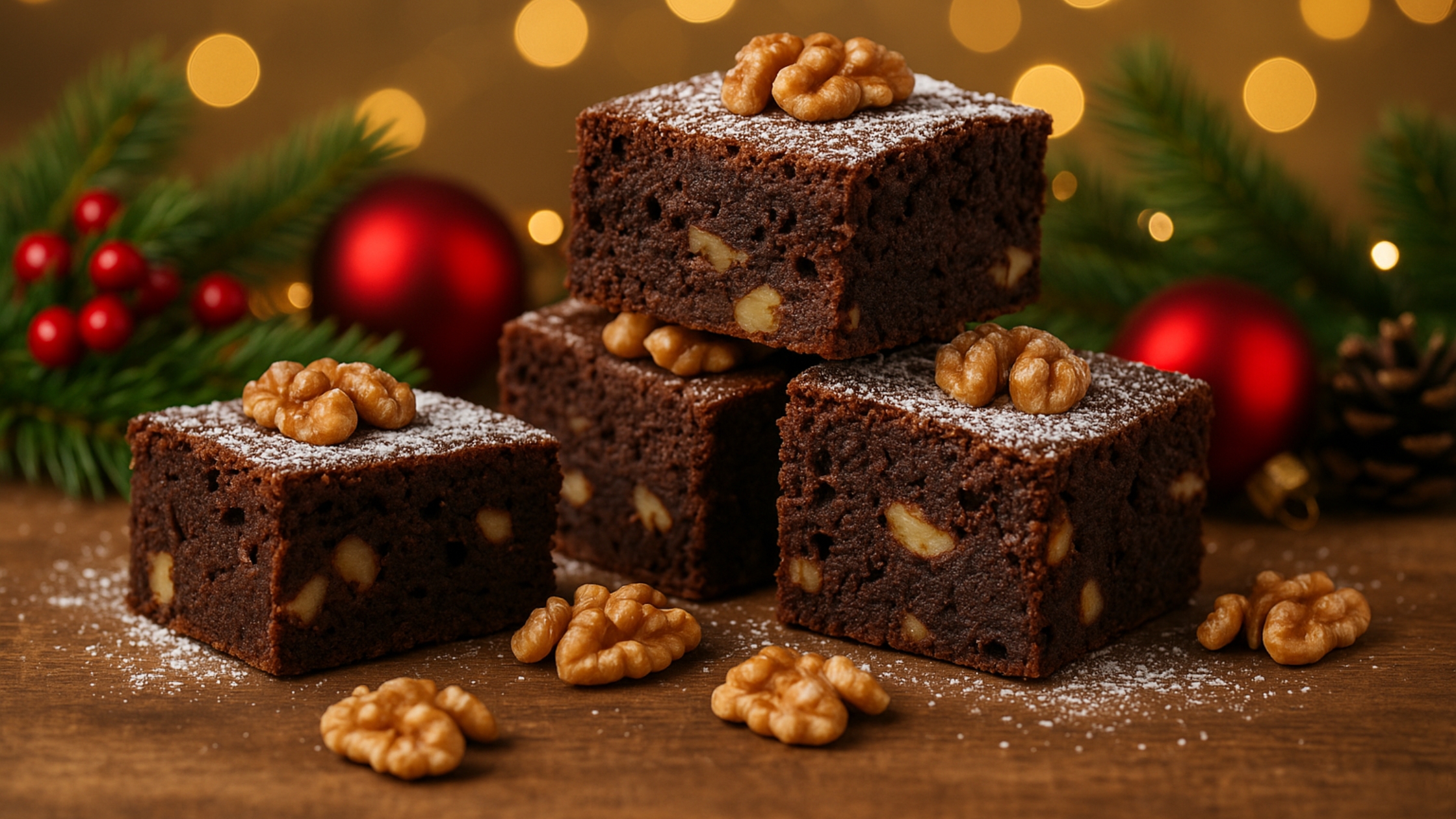 Receita de Brownie de Natal com Nozes