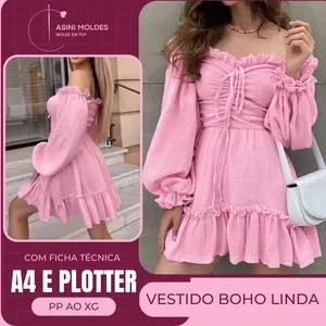 VESTIDO BOHO LINDA - Molde em PDF