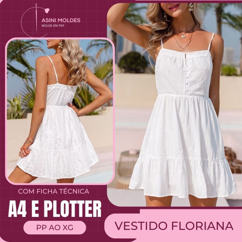 VESTIDO FLORIANA - Molde em PDF