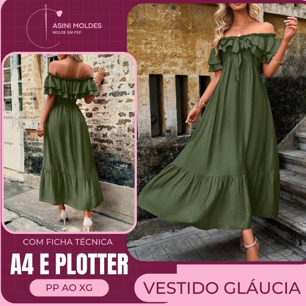 VESTIDO GLÁUCIA - Molde em PDF