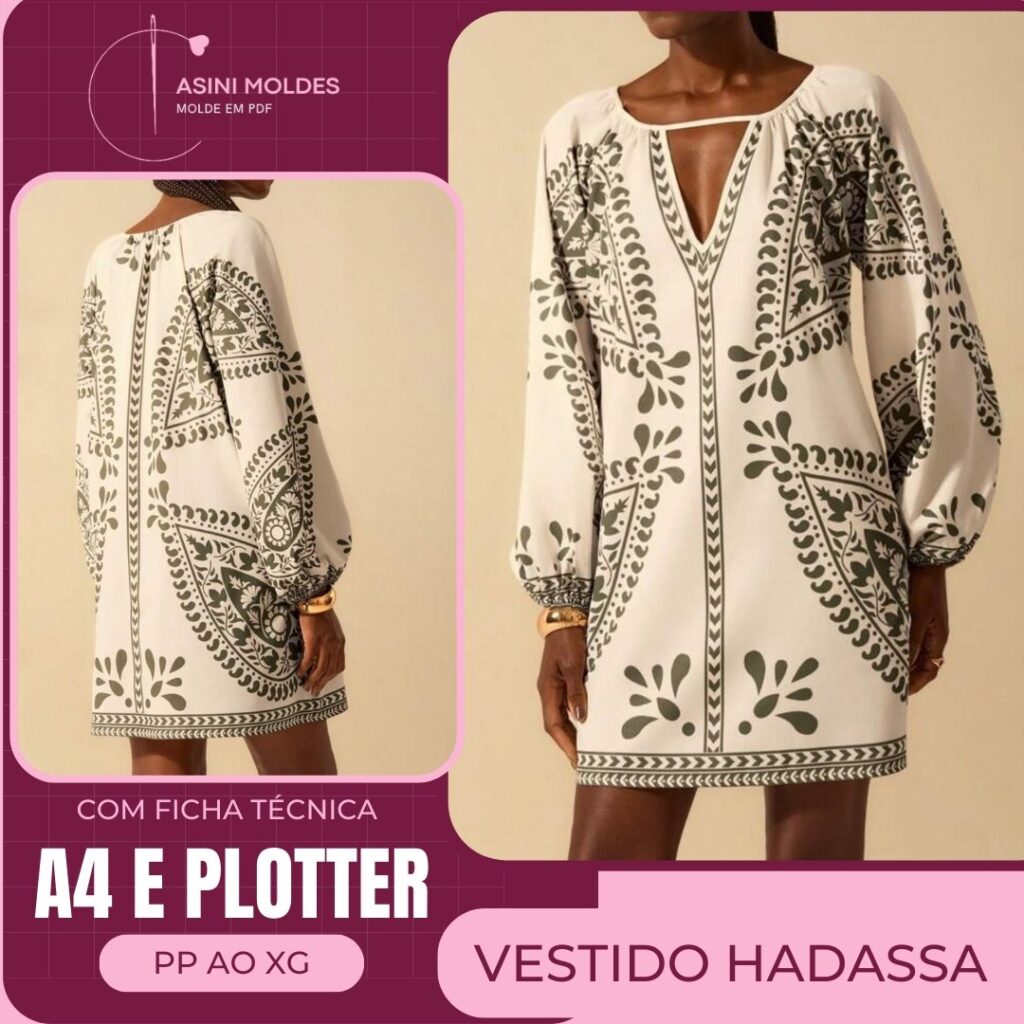 VESTIDO HADASSA - Molde em PDF