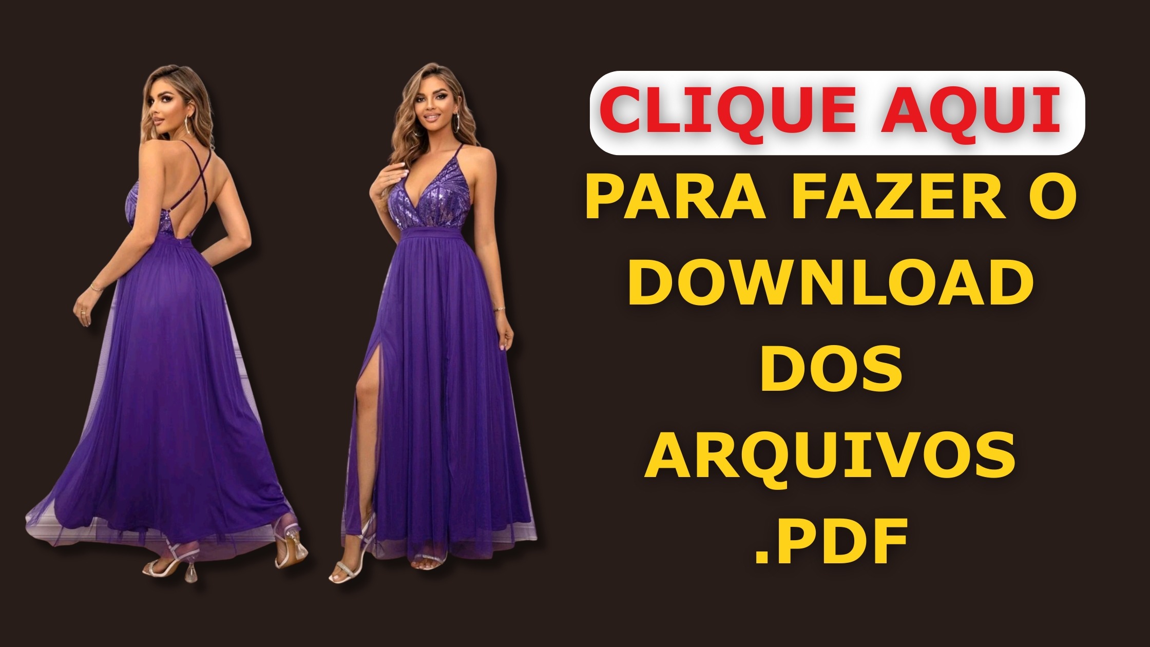Baixar Molde em PDF Molde Gratuito Vestido Longo Tule com Paetê e Fenda (PP ao XG)