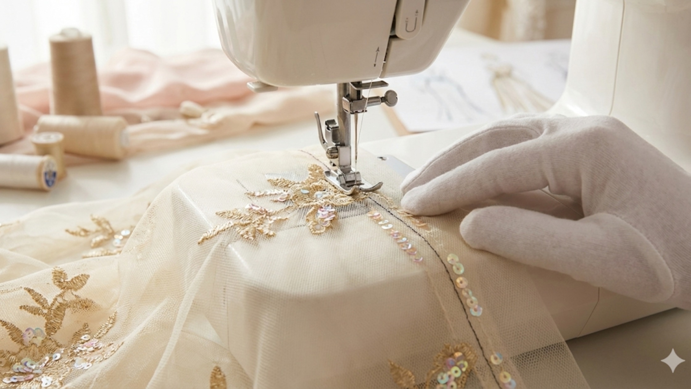 Como costurar tule com paetê ou bordado