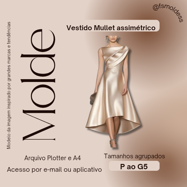 Molde Vestido Mullet Assimétrico