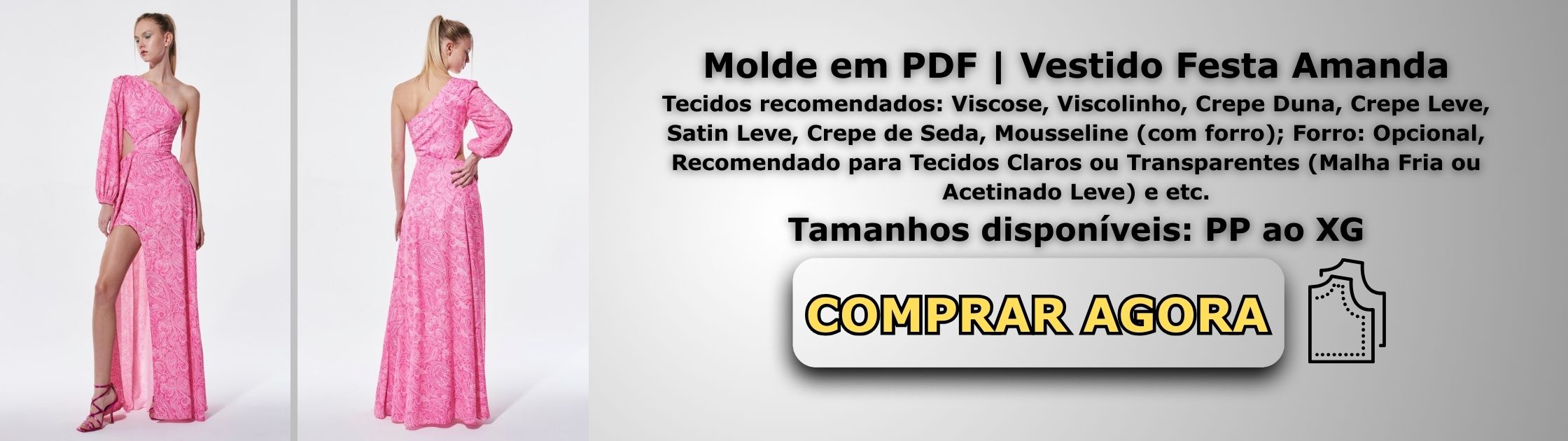 Molde em PDF Vestido Festa Amanda Banner de Vendas