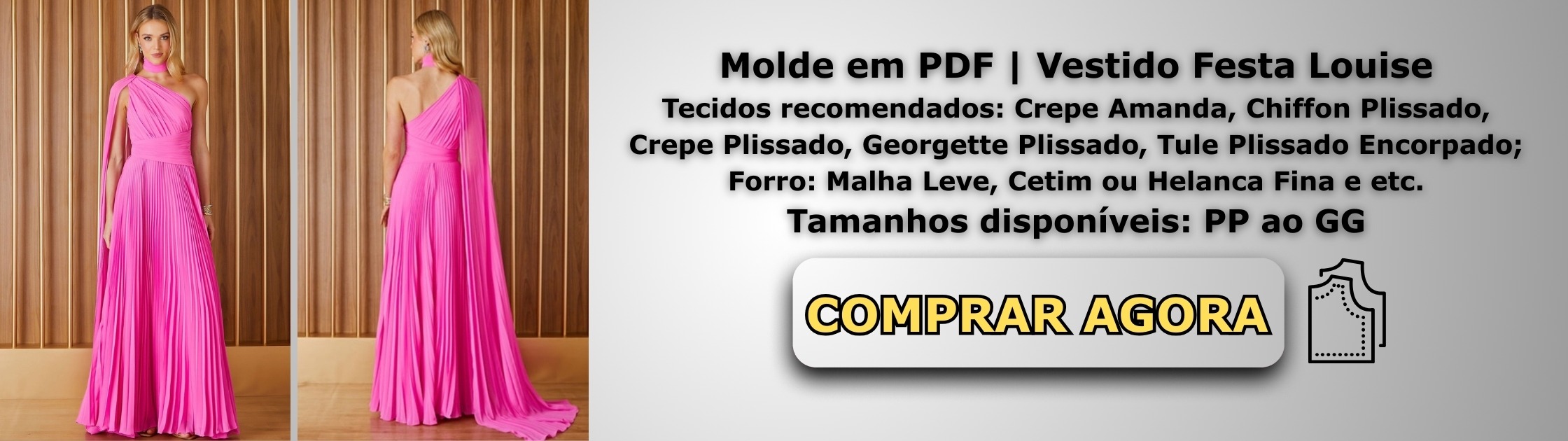 Molde em PDF Vestido Festa Louise Banner de Vendas