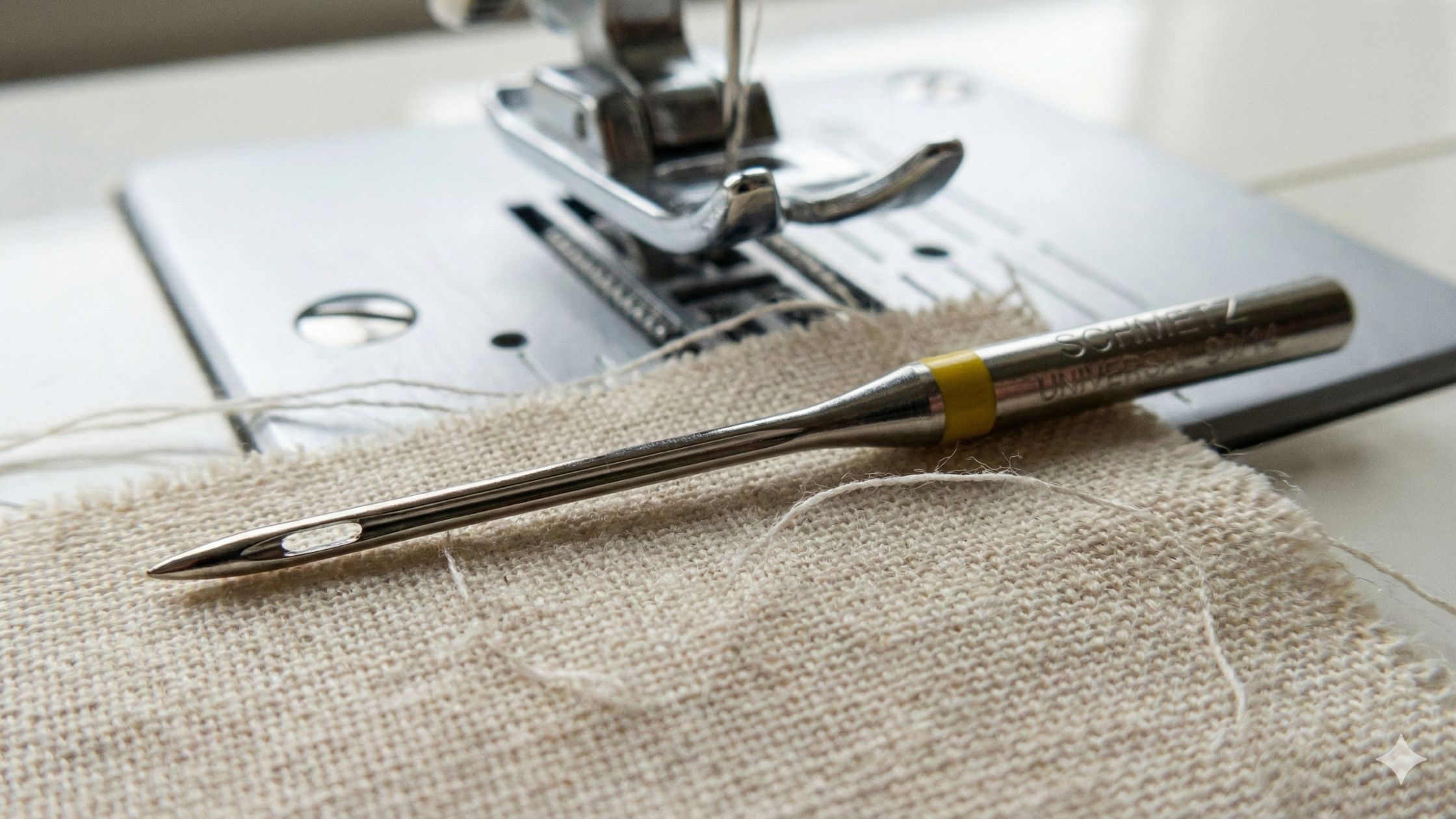 Tipos de agulha para máquina de costura com agulha universal indicada para tecidos comuns