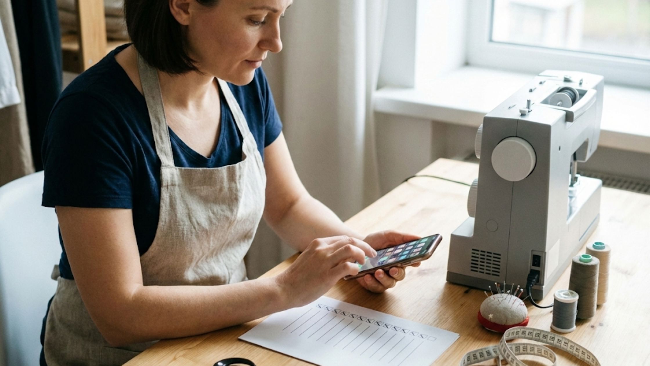 Apps indispensáveis para costureiras em 2026 sendo escolhidos para a rotina de costura