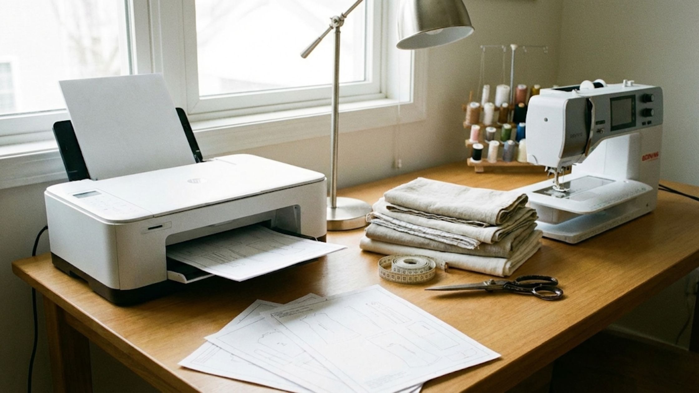 Como escolher a melhor impressora para moldes de costura em ambiente de trabalho com impressora e materiais de costura