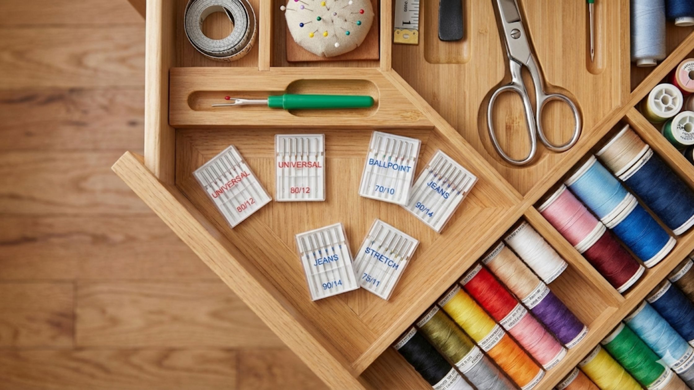 Tipos de agulha para máquina de costura armazenadas corretamente