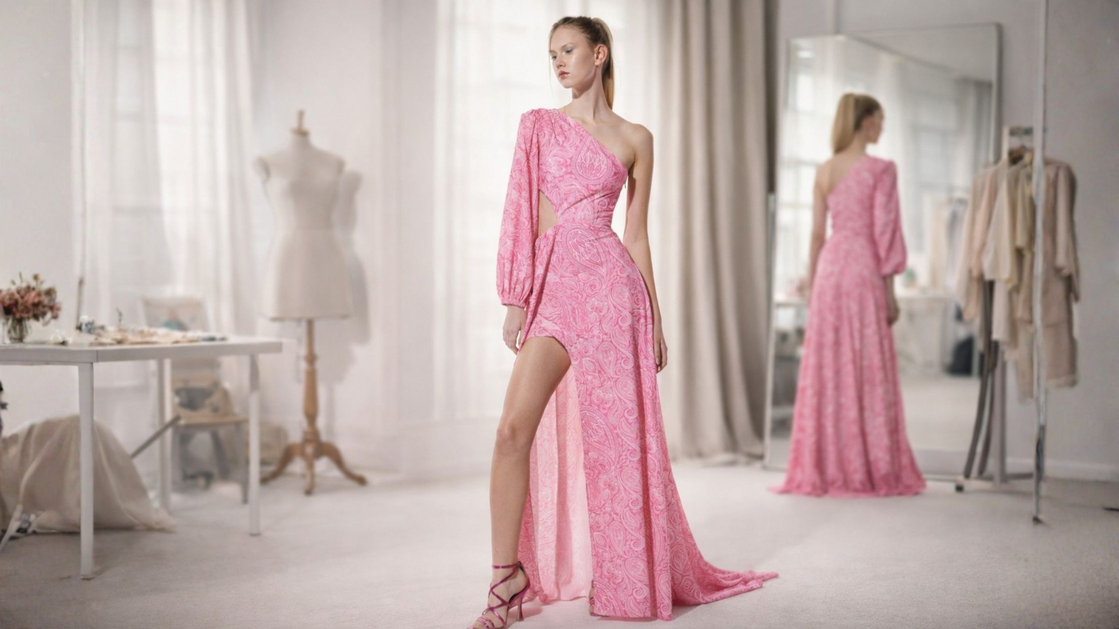 Molde em PDF Vestido Festa Amanda longo assimétrico um ombro só com fenda frontal