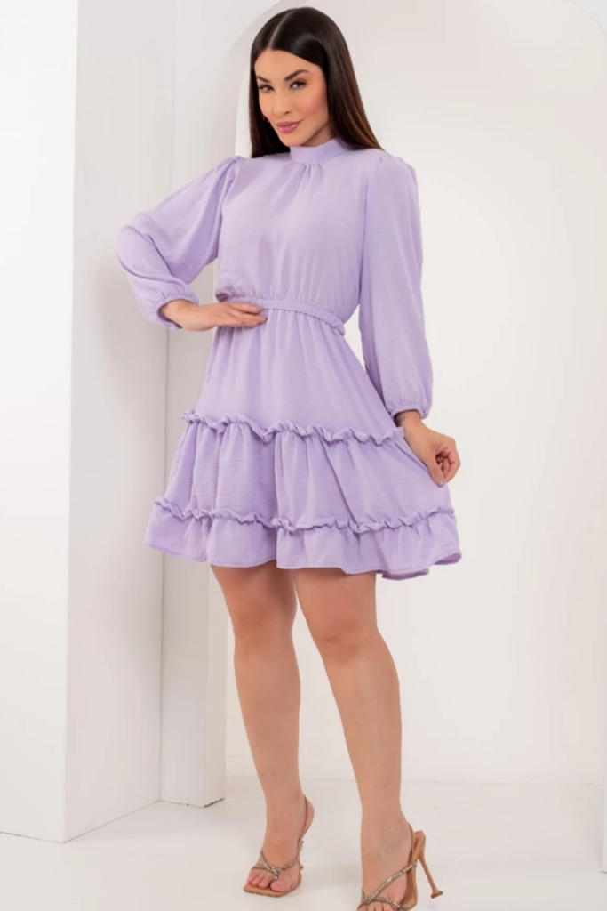 Vestido Midi Rodado Boneca Manga Longa Feminino Elegante Evangélico