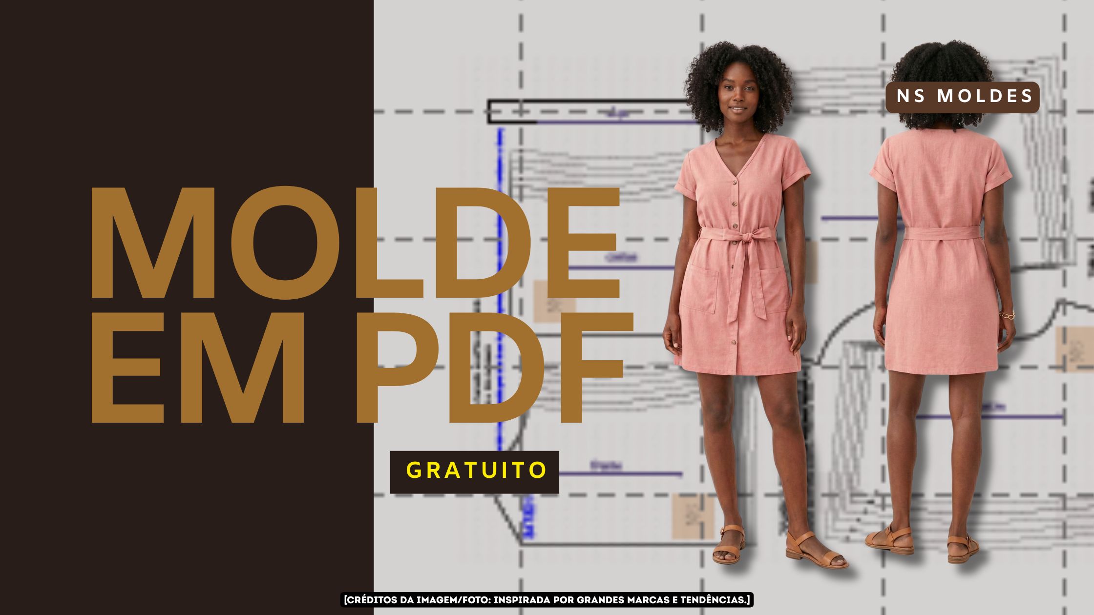 Baixar Molde em PDF Gratuito Chemise Manga Borboleta (P ao G5)