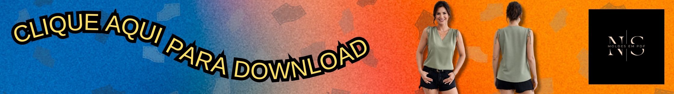 Botão de Download - Molde em PDF Gratuito Blusa Túnel no Ombro (P ao G5)