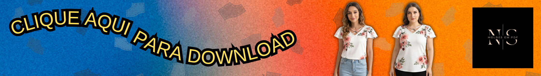 Botão de Download - Molde em PDF Gratuito Blusa com Manga Godê (P ao G5)