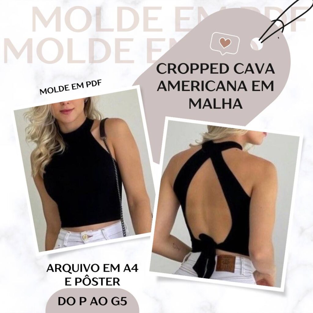 Cropped Cava Americana em Malha - Molde em PDF