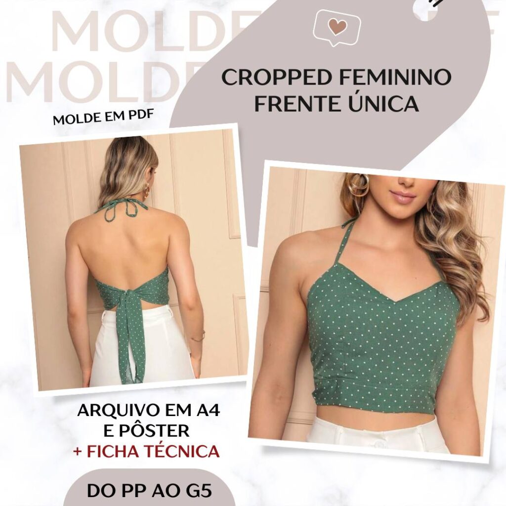 Cropped Feminino Frente Única - Molde em PDF
