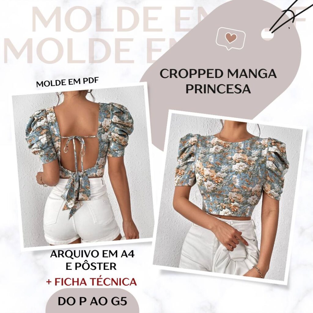 Cropped Manga Princesa - Molde em PDF