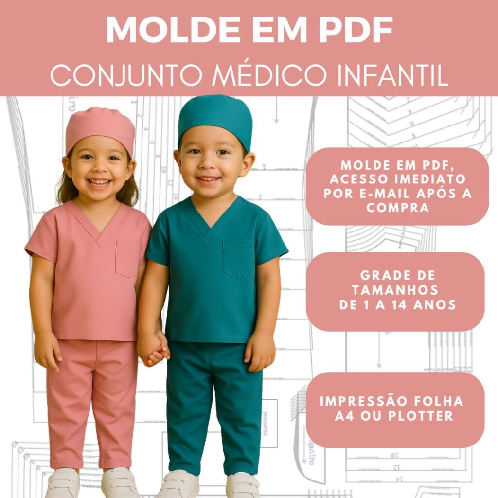 MOLDE EM PDF CONJUNTO MÉDICO COMPLETO INFANTIL - REF 4372 GRADE DE 1 A 14 ANOS