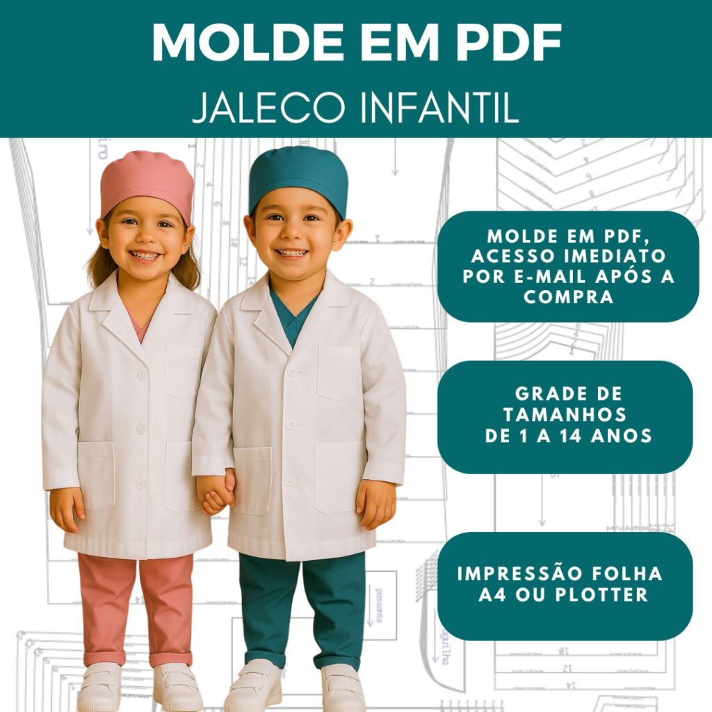 MOLDE EM PDF JALECO INFANTIL - REF 4372 GRADE DE 1 A 14 ANOS