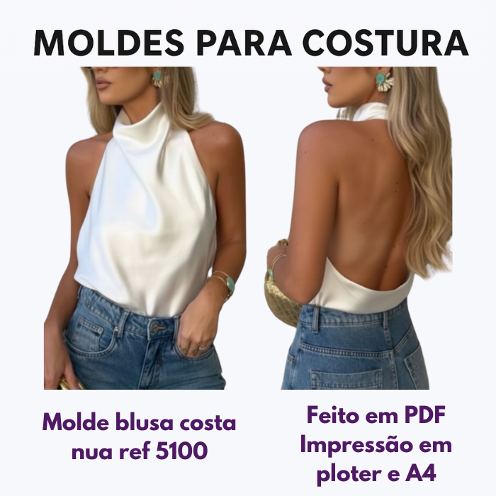 Molde Blusa Costa Nua Tecido Plano em PDF