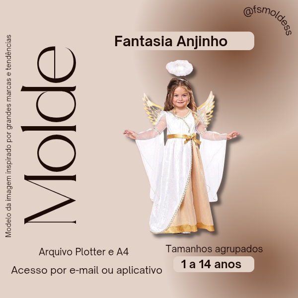 Molde Fantasia Anjinho Infantil