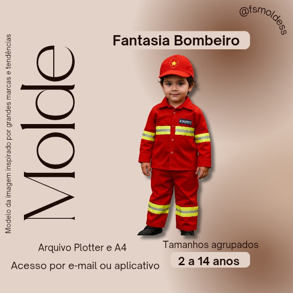 Molde Fantasia Bombeiro Infantil