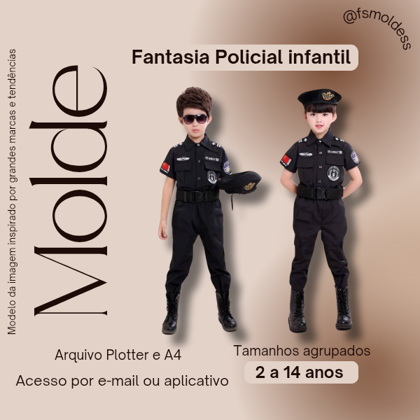 Molde Fantasia Policial Infantil