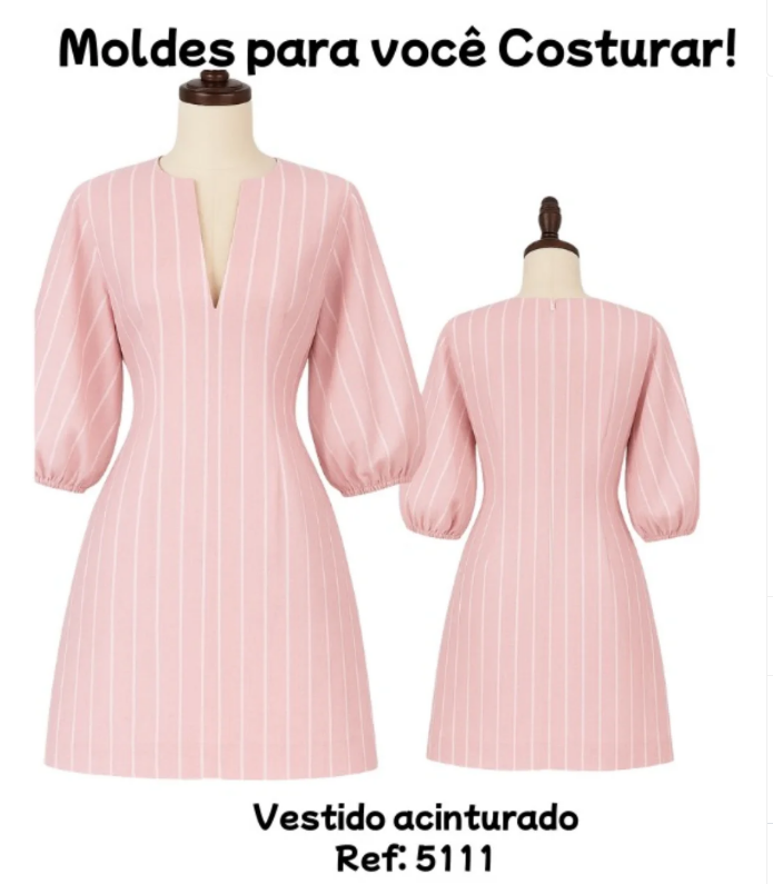 Molde Vestido Acinturado em PDF PP ao G5