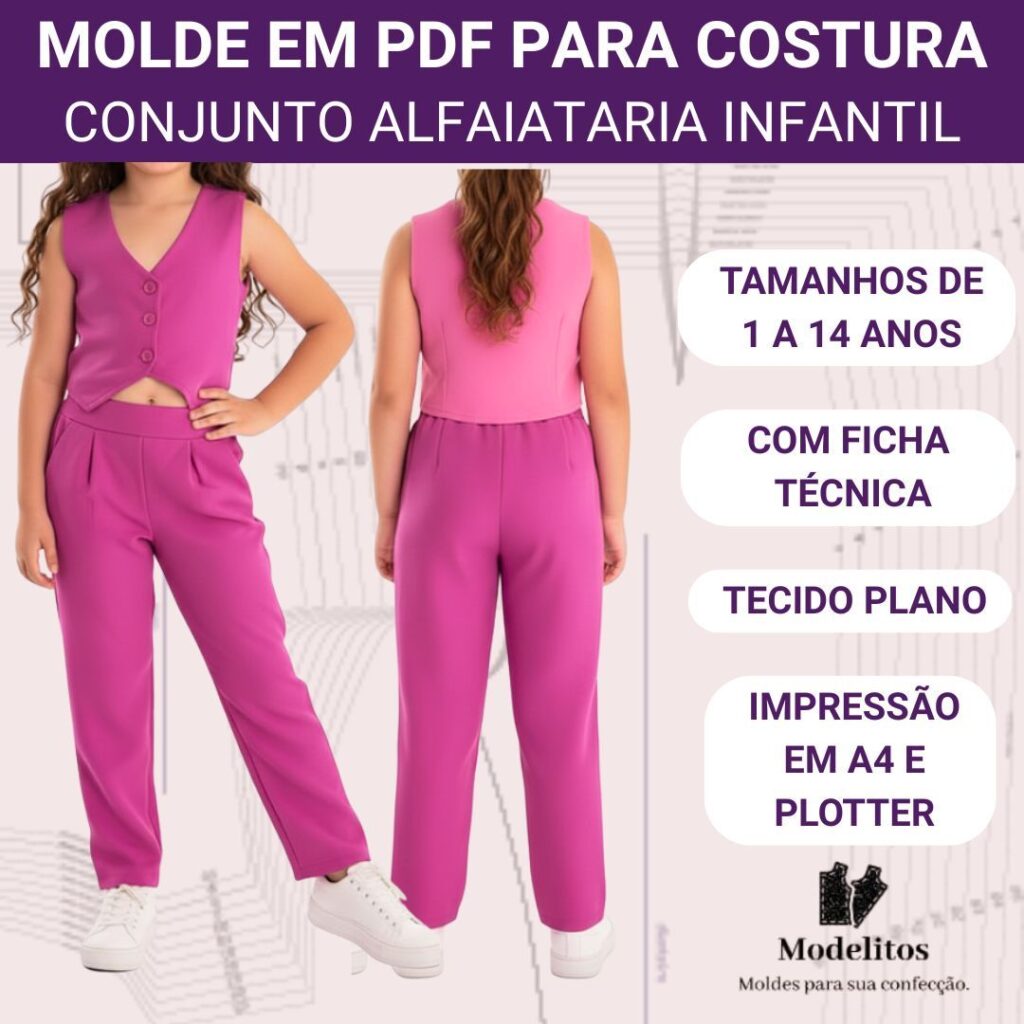 Molde em PDF Conjunto Alfaiataria Infantil ref 5094 - 1 a 14 anos