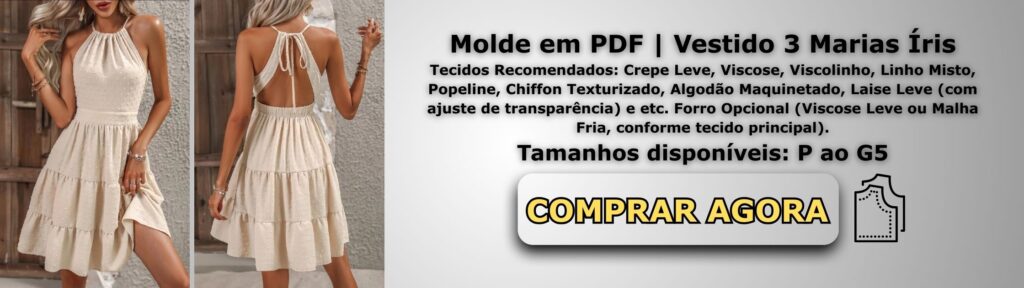 Molde em PDF Vestido 3 Marias Íris Banner de Vendas