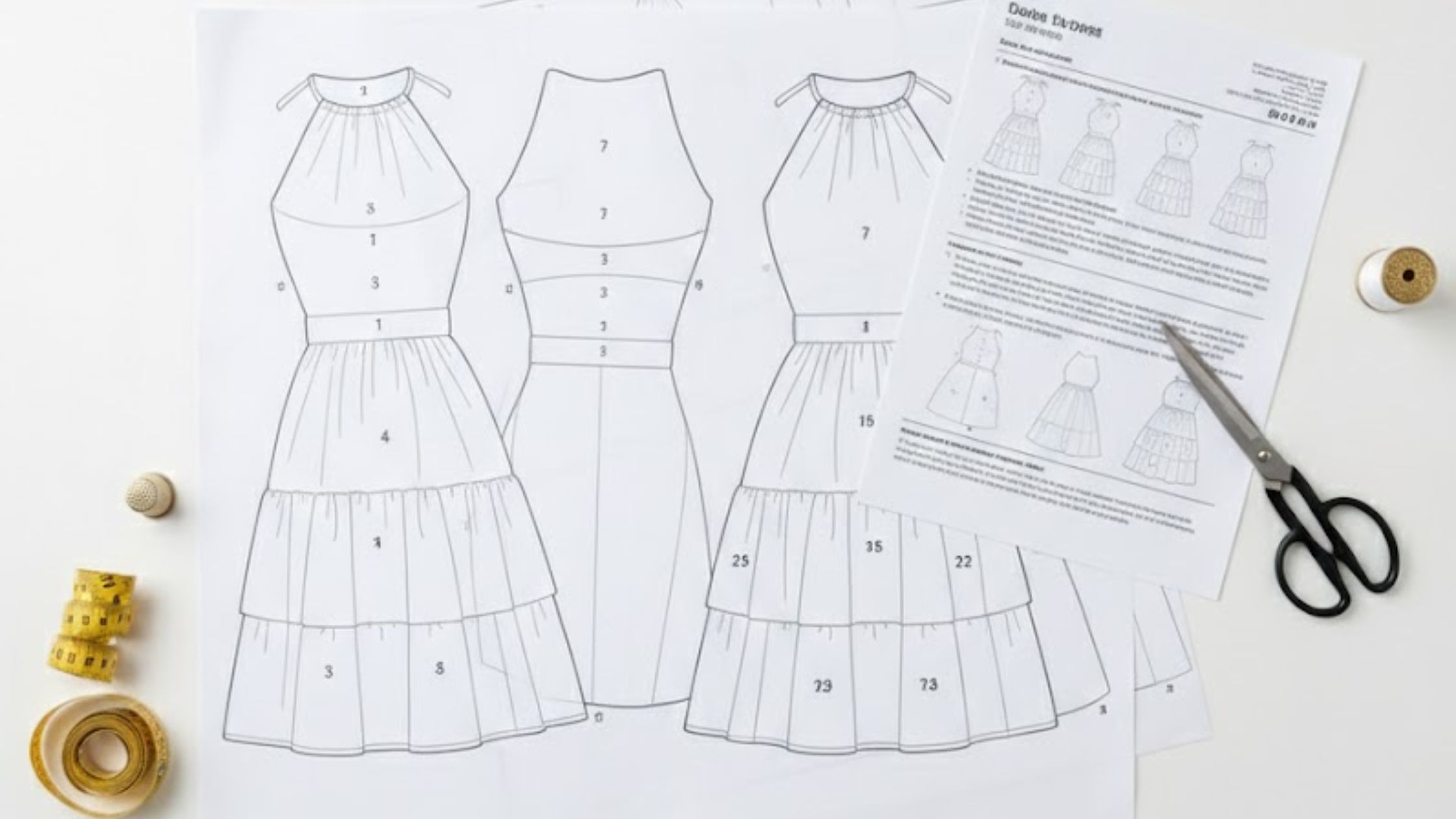 Molde em PDF Vestido 3 Marias Íris com tamanhos do P ao G5