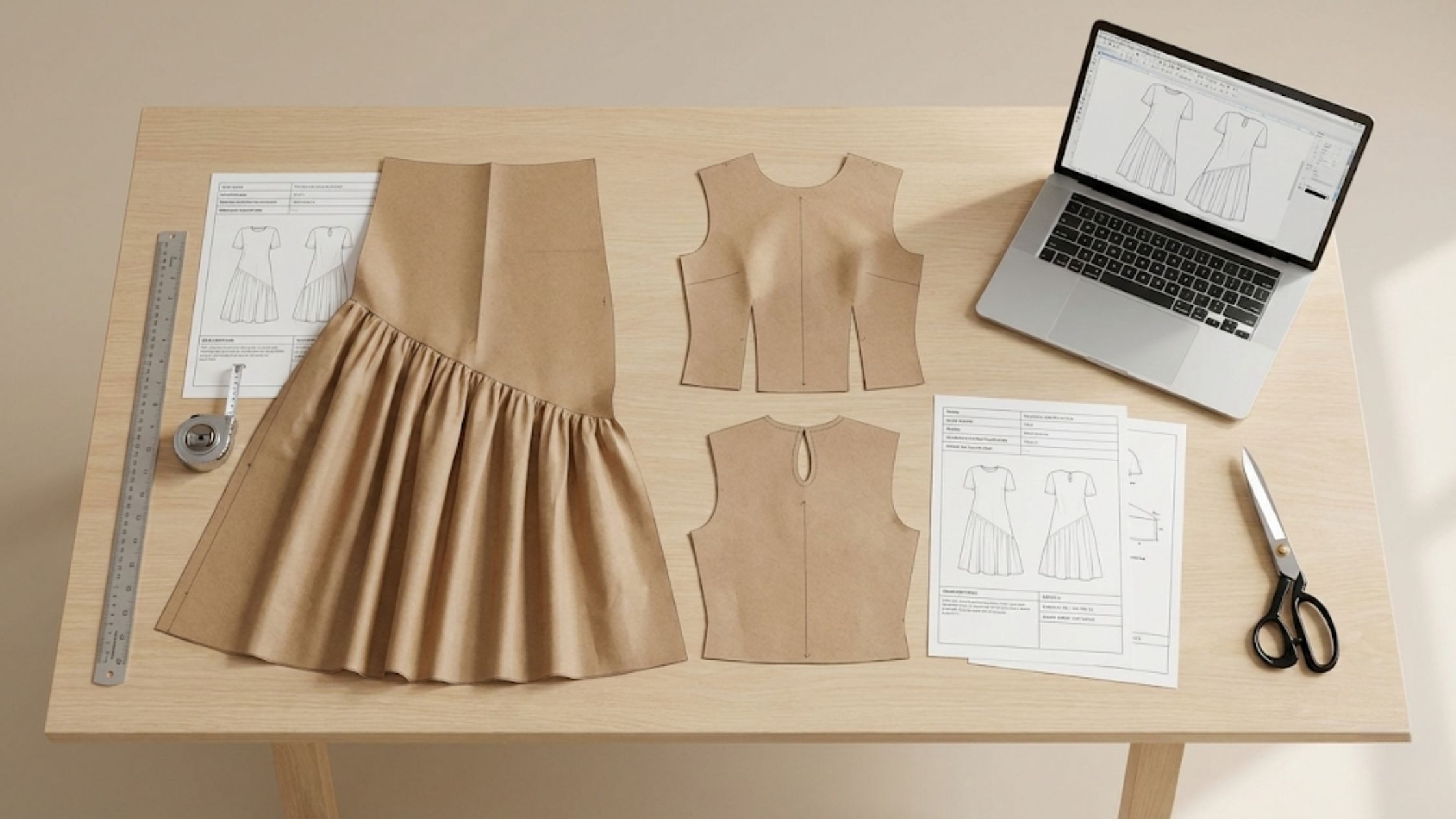 Molde em PDF Vestido Aruna com ficha técnica e arquivos digitais