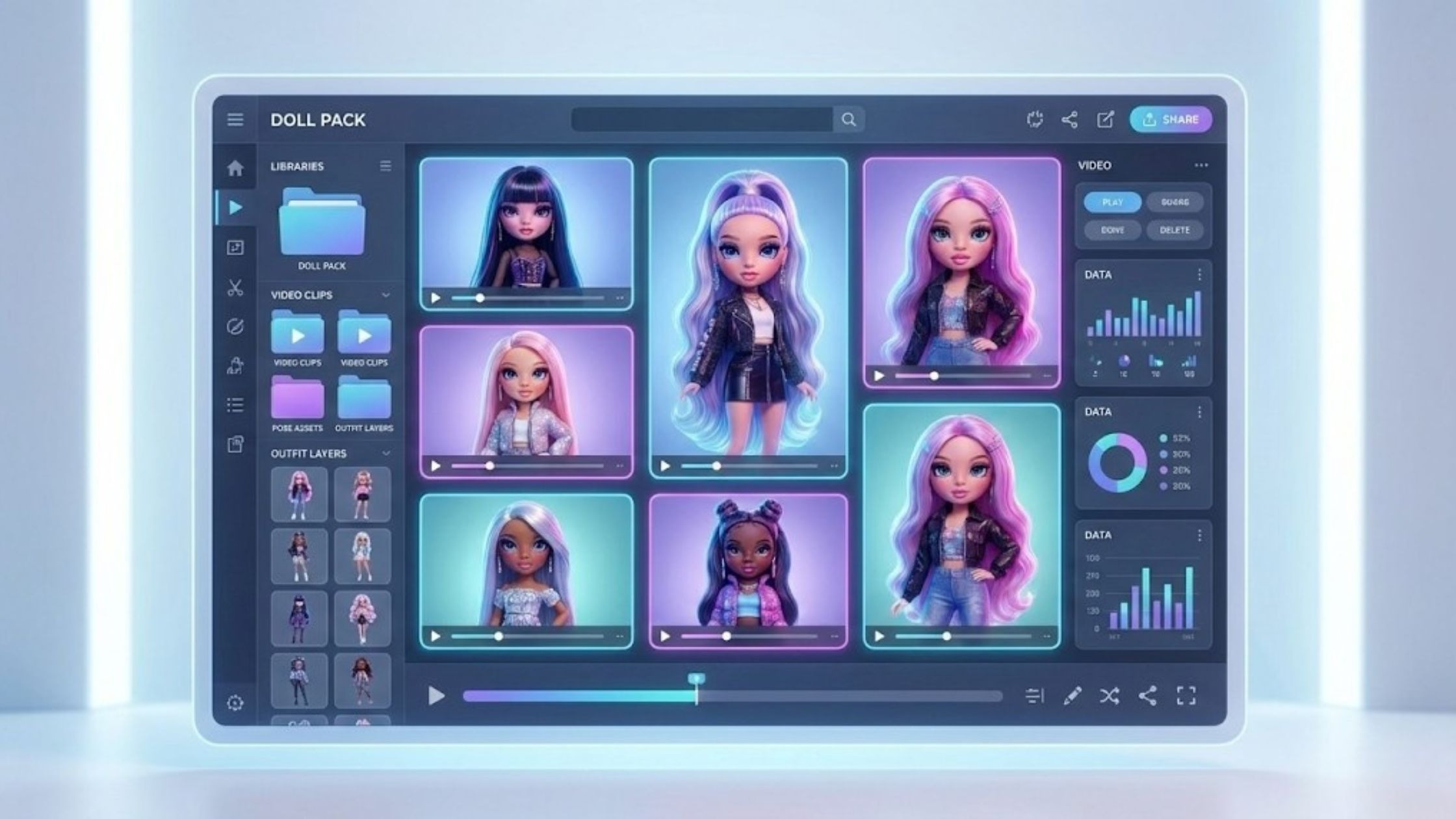 Pack de vídeos de bonecas virais com vídeos prontos para redes sociais