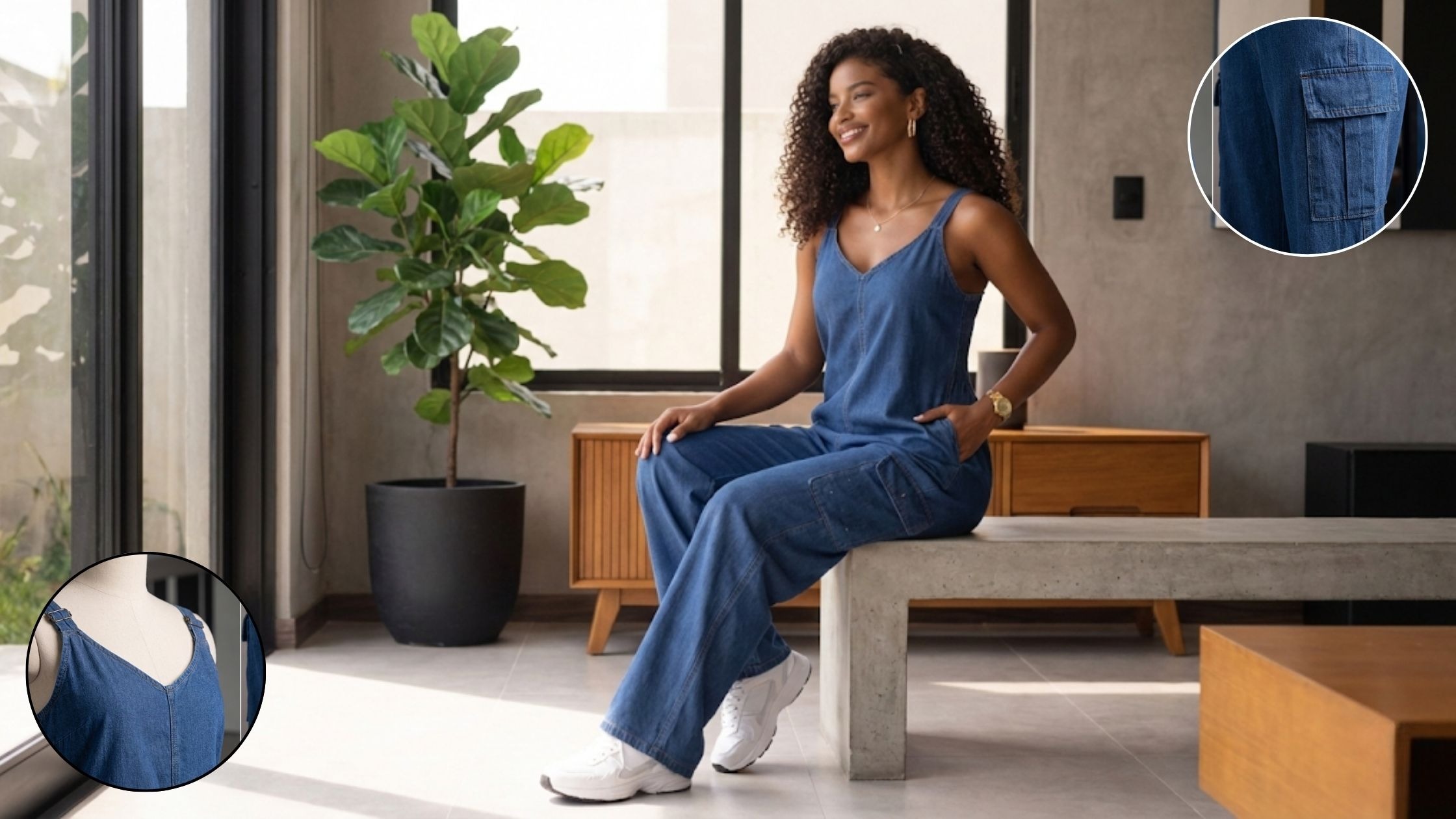 Molde em PDF Macacão Jeans Ione com modelagem testada e caimento perfeito