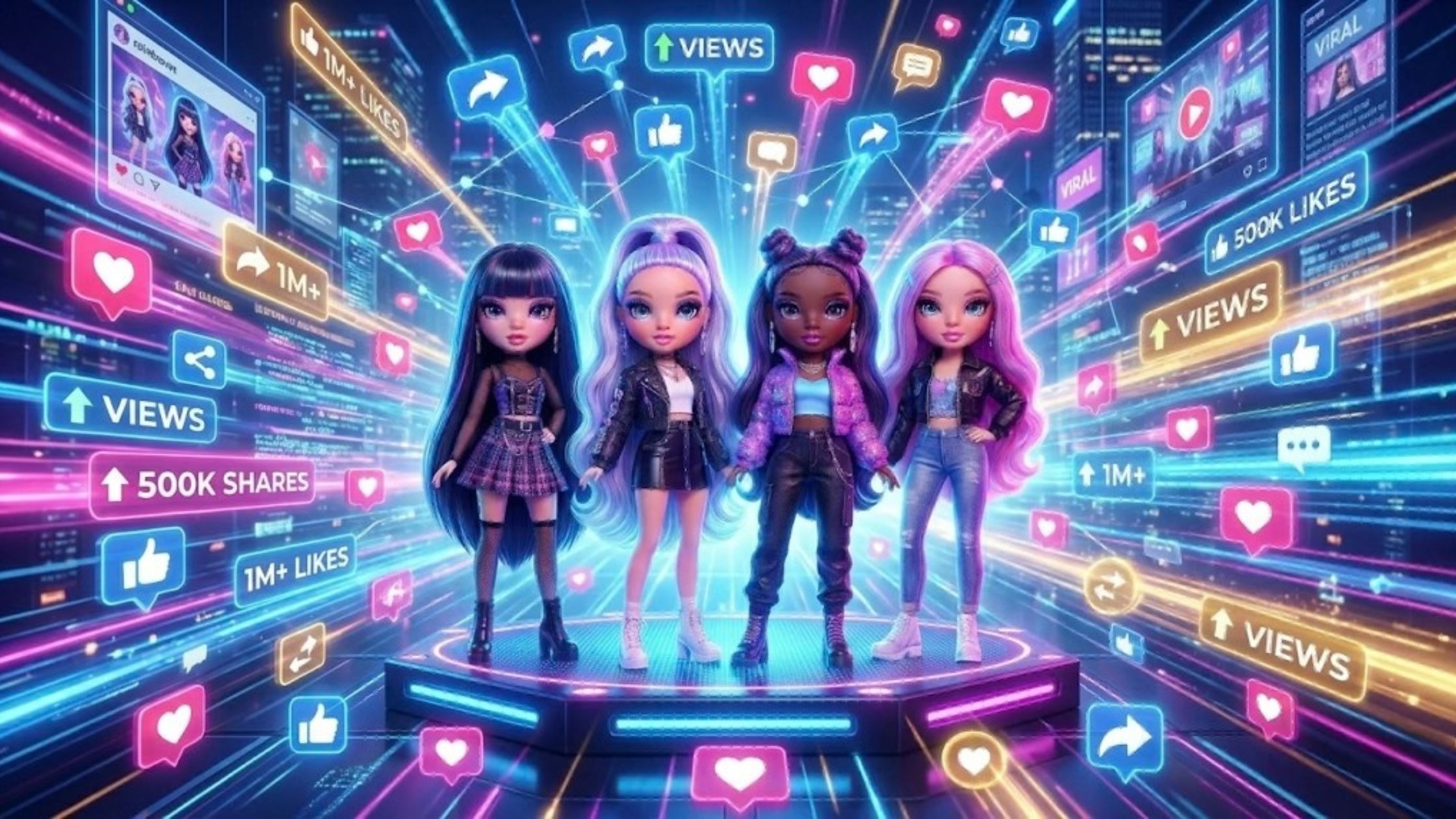 Vídeos de bonecas virais com alto engajamento nas redes sociais