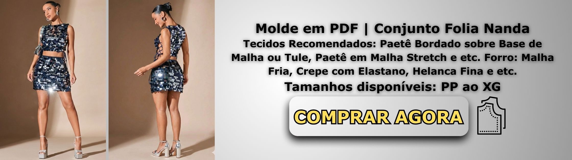 Molde em PDF Conjunto Folia Nanda Banner de Vendas