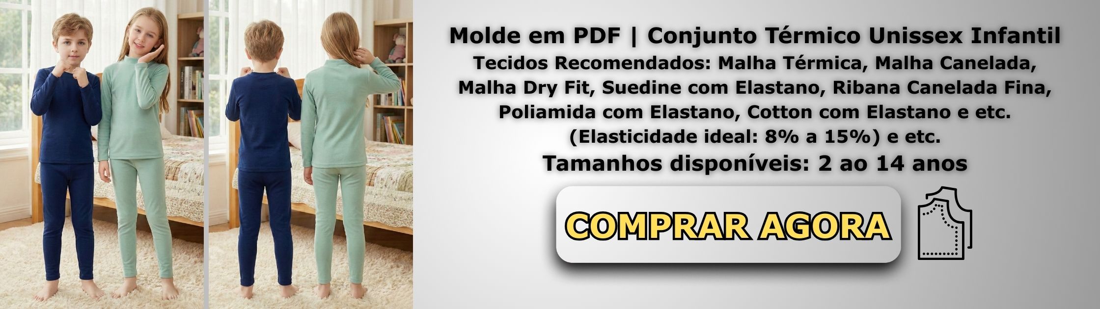 Molde em PDF Conjunto Térmico Unissex Infantil Banner de Vendas