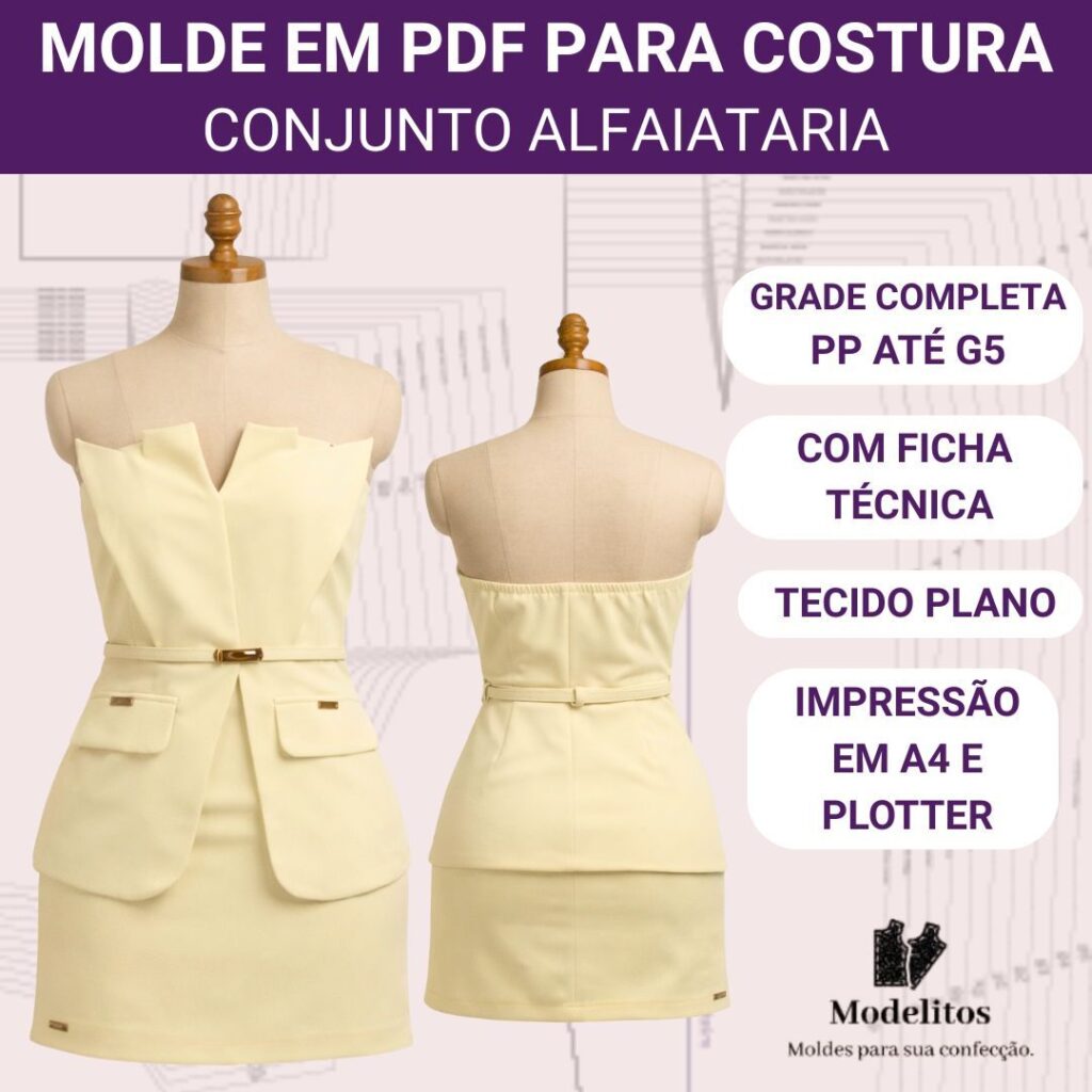 Molde em PDF conjunto alfaiataria - PP ao G5