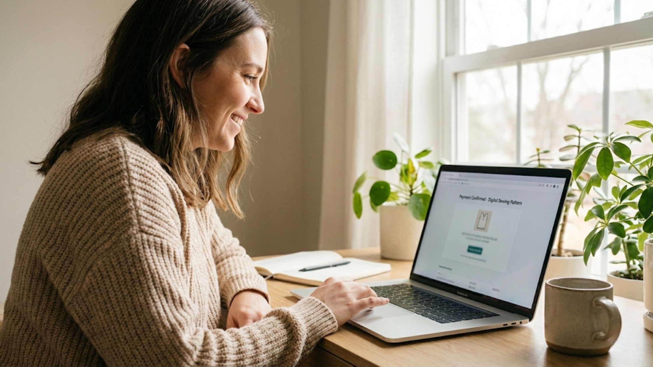 Molde em PDF Conjunto Térmico Glória sendo comprado online com envio imediato por email