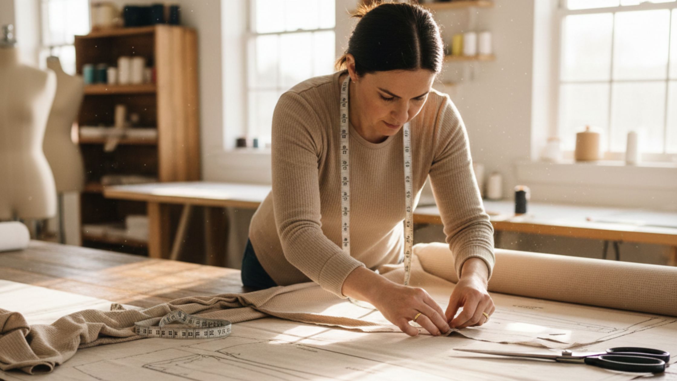 Molde em PDF Conjunto Térmico Glória com modelagem profissional sendo preparado em atelie