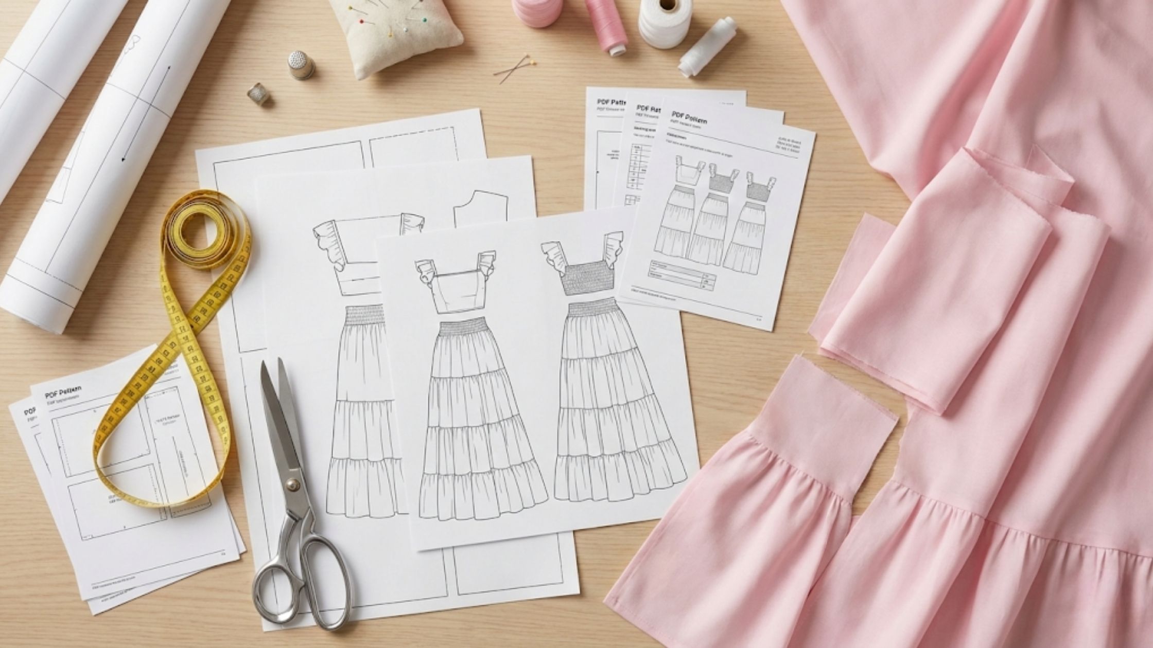 Molde em PDF Conjunto 4 Marias Liz com ficha técnica e margens de costura