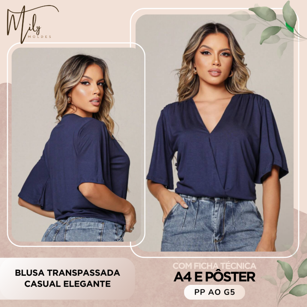 Blusa Transpassada Casual Elegante