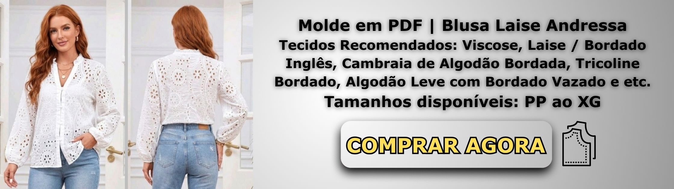 Molde em PDF Blusa Laise Andressa Banner de Vendas