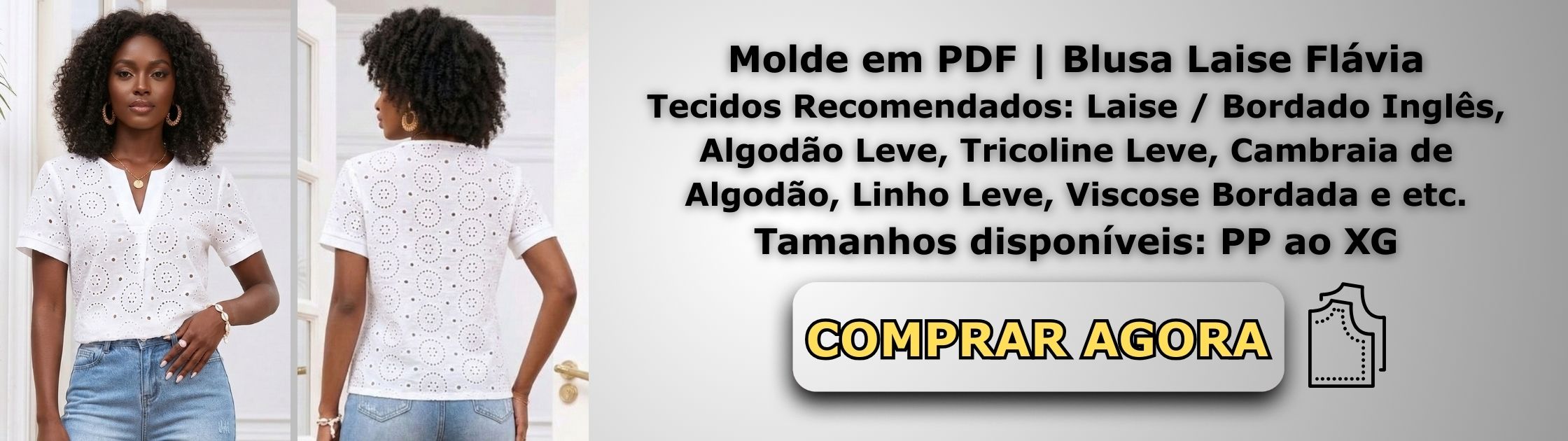 Molde em PDF Blusa Laise Flávia Banner de Vendas