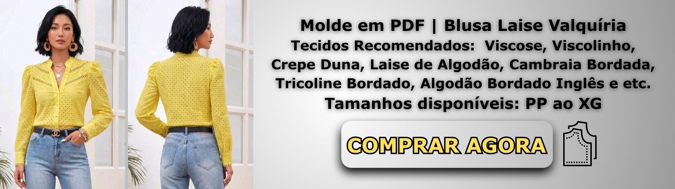 Molde em PDF Blusa Laise Valquíria Banner de Vendas